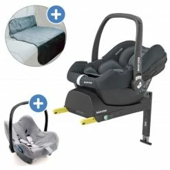 Coupon 🔔 Maxi-Cosi Babyschalen-Set CabrioFix i-Size Geburt-15 Monate (40-83 cm) i-Size Base, Polsterschutz,Sommerbezug - Essential Graphite - Collection 2022 ⭐